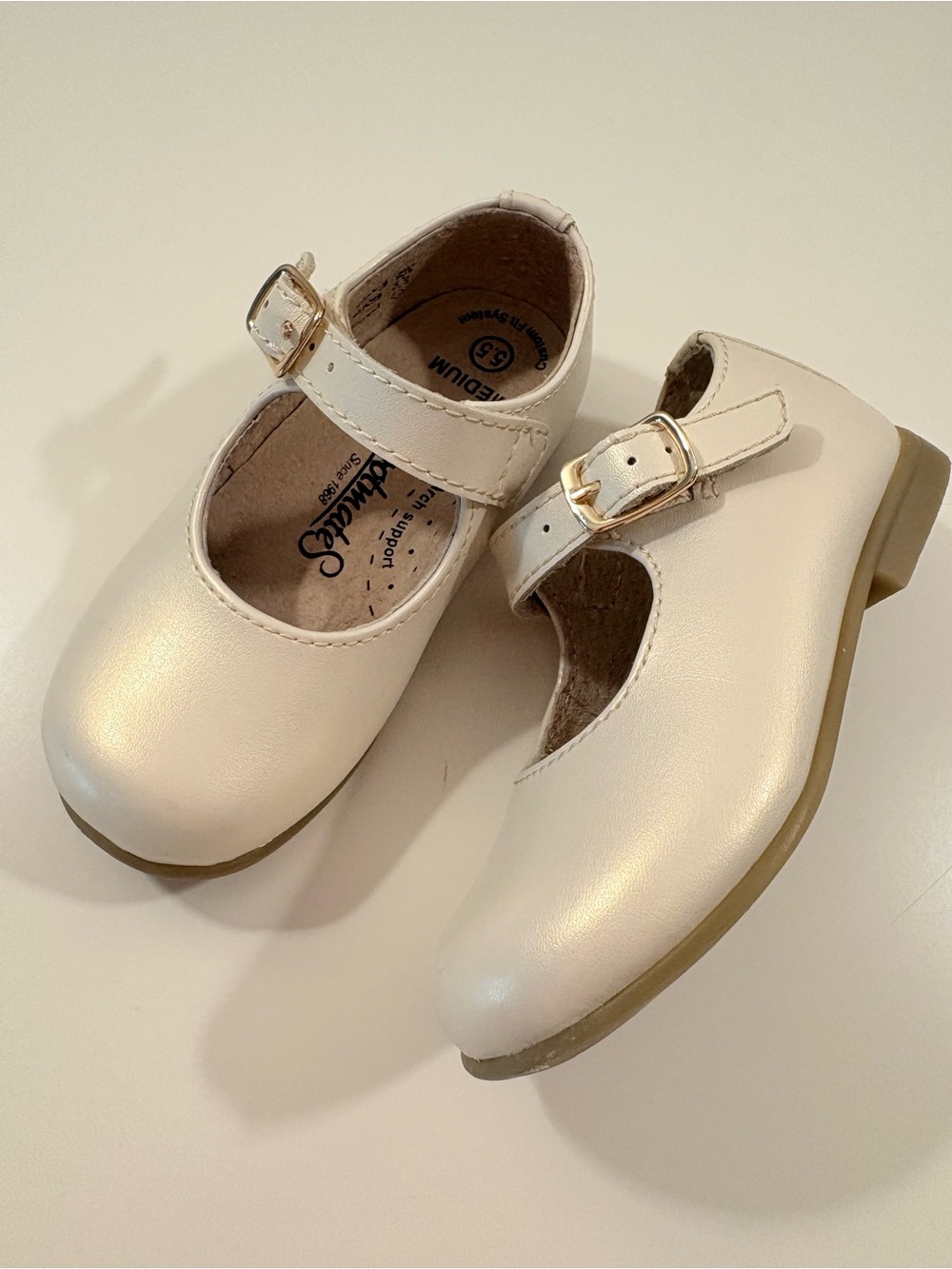 Footmates “Laura” Mary Jane Dress Shoes in Pearl White (heirloom color)